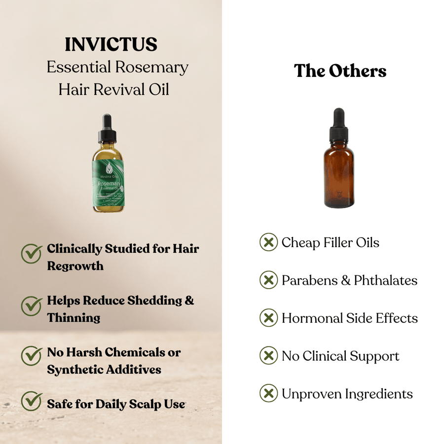 Invictus rosemary hair oil vs other brands: clinically studied, no harsh chemicals, safe for daily scalp use