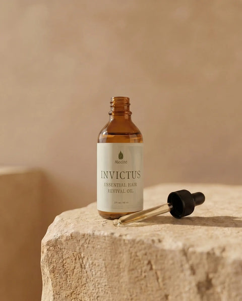 Rosemary oil for hair growth, Medíté Invictus 60ml bottle with peppermint, castor and tea tree for thicker-looking hair